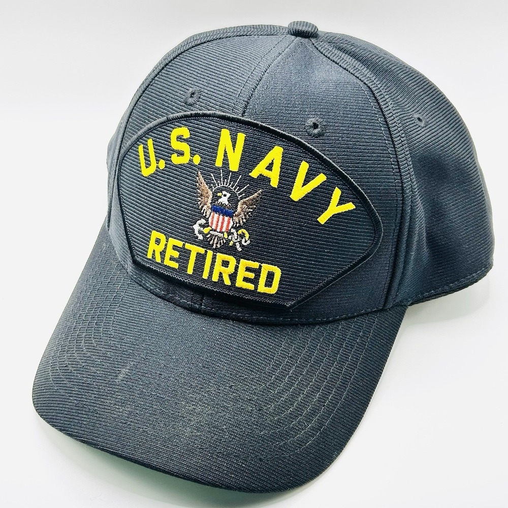 U.S. Navy Retired Military Patch Made in USA Hat Cap Adjustable Snapback Blue